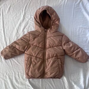 Swiss Tech Kids Hooded Puffer Jacket in Mauve Pink